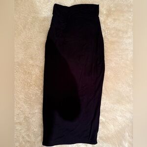 Black jersey type fabric midi skirt